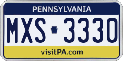 PA license plate MXS3330
