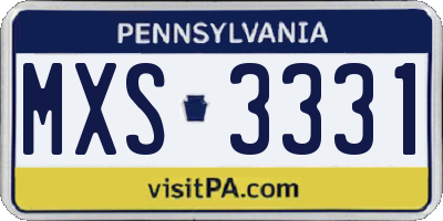 PA license plate MXS3331