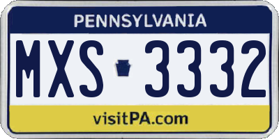 PA license plate MXS3332