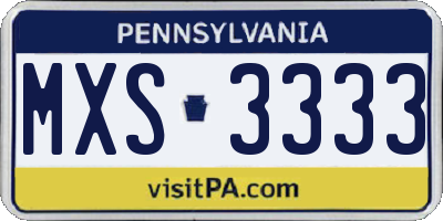 PA license plate MXS3333