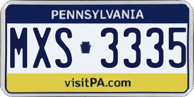 PA license plate MXS3335