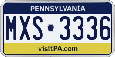 PA license plate MXS3336
