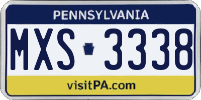 PA license plate MXS3338