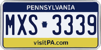 PA license plate MXS3339