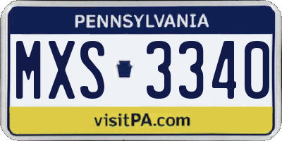 PA license plate MXS3340