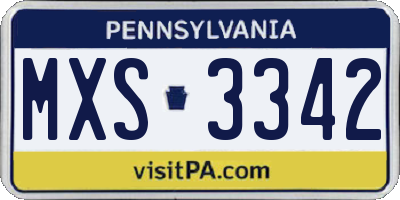 PA license plate MXS3342