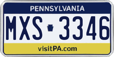 PA license plate MXS3346