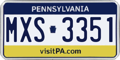 PA license plate MXS3351