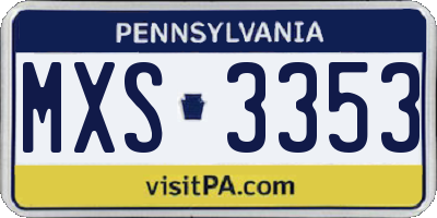 PA license plate MXS3353