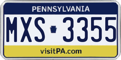 PA license plate MXS3355
