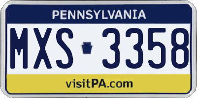 PA license plate MXS3358