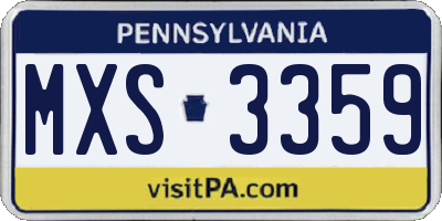 PA license plate MXS3359