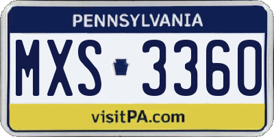 PA license plate MXS3360