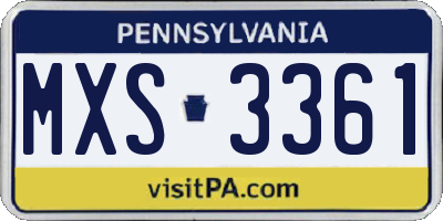 PA license plate MXS3361