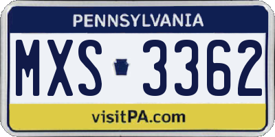 PA license plate MXS3362