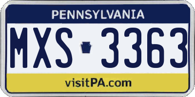 PA license plate MXS3363