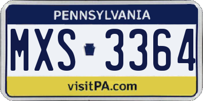 PA license plate MXS3364