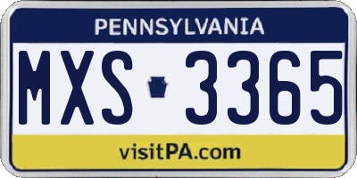 PA license plate MXS3365