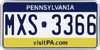 PA license plate MXS3366
