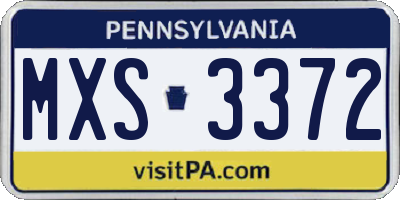 PA license plate MXS3372
