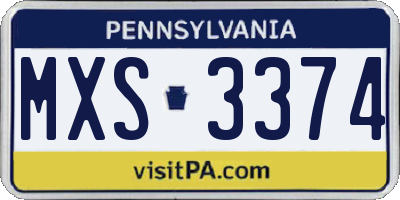 PA license plate MXS3374