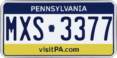 PA license plate MXS3377