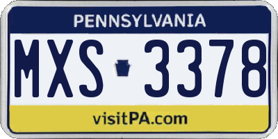 PA license plate MXS3378