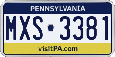 PA license plate MXS3381