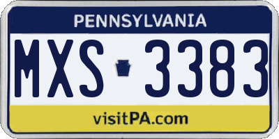 PA license plate MXS3383