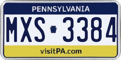 PA license plate MXS3384