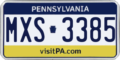 PA license plate MXS3385