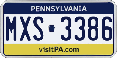 PA license plate MXS3386
