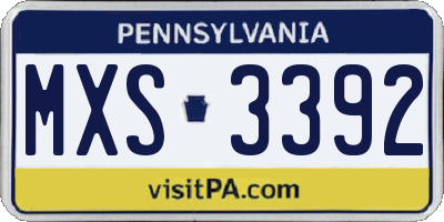 PA license plate MXS3392