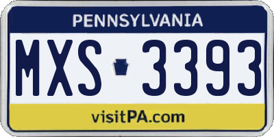 PA license plate MXS3393