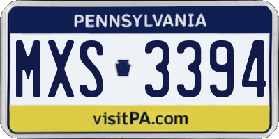 PA license plate MXS3394