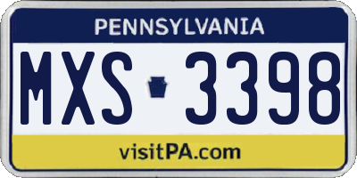 PA license plate MXS3398