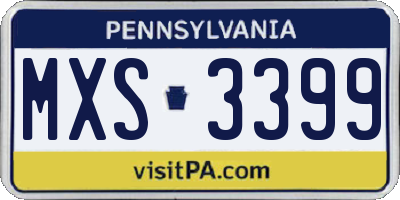 PA license plate MXS3399
