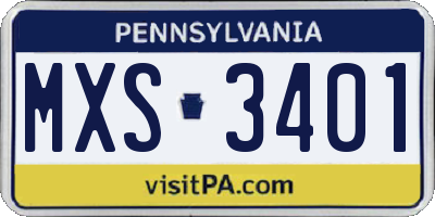 PA license plate MXS3401