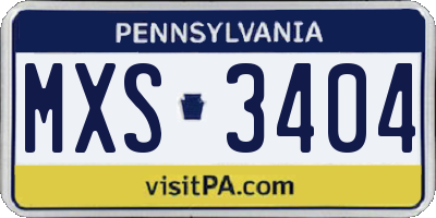 PA license plate MXS3404