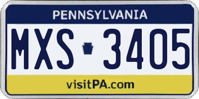 PA license plate MXS3405