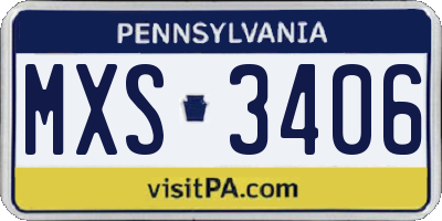 PA license plate MXS3406