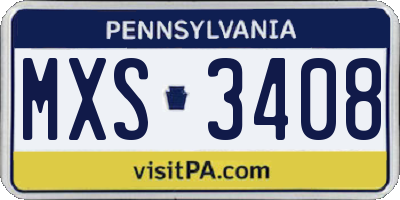 PA license plate MXS3408