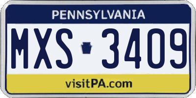 PA license plate MXS3409