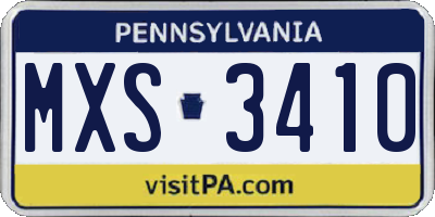 PA license plate MXS3410