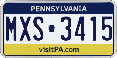 PA license plate MXS3415