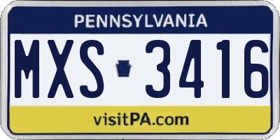 PA license plate MXS3416