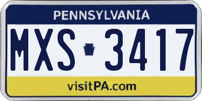 PA license plate MXS3417