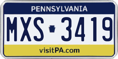 PA license plate MXS3419