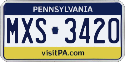 PA license plate MXS3420