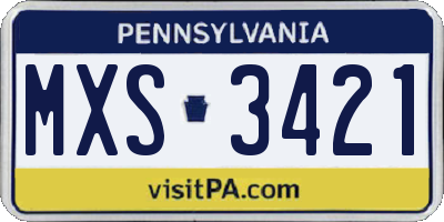 PA license plate MXS3421